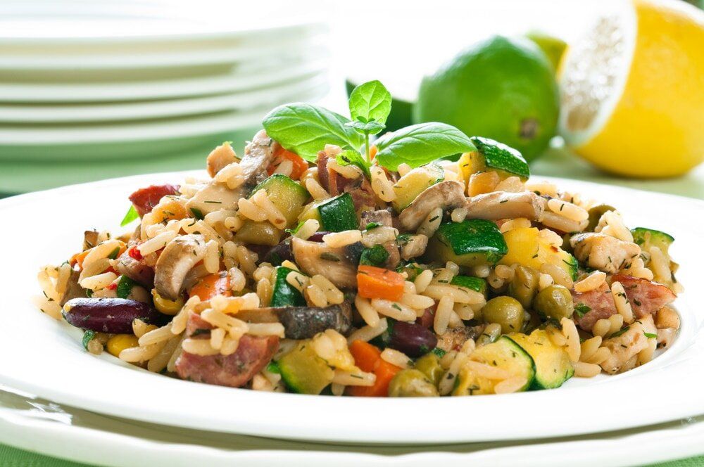 Ризотто с курицей и овощами