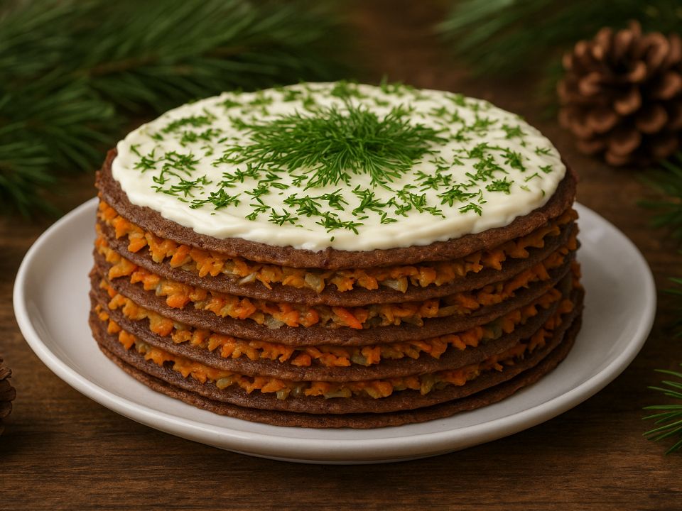 Ориентир на праздничный стол: торт из печени